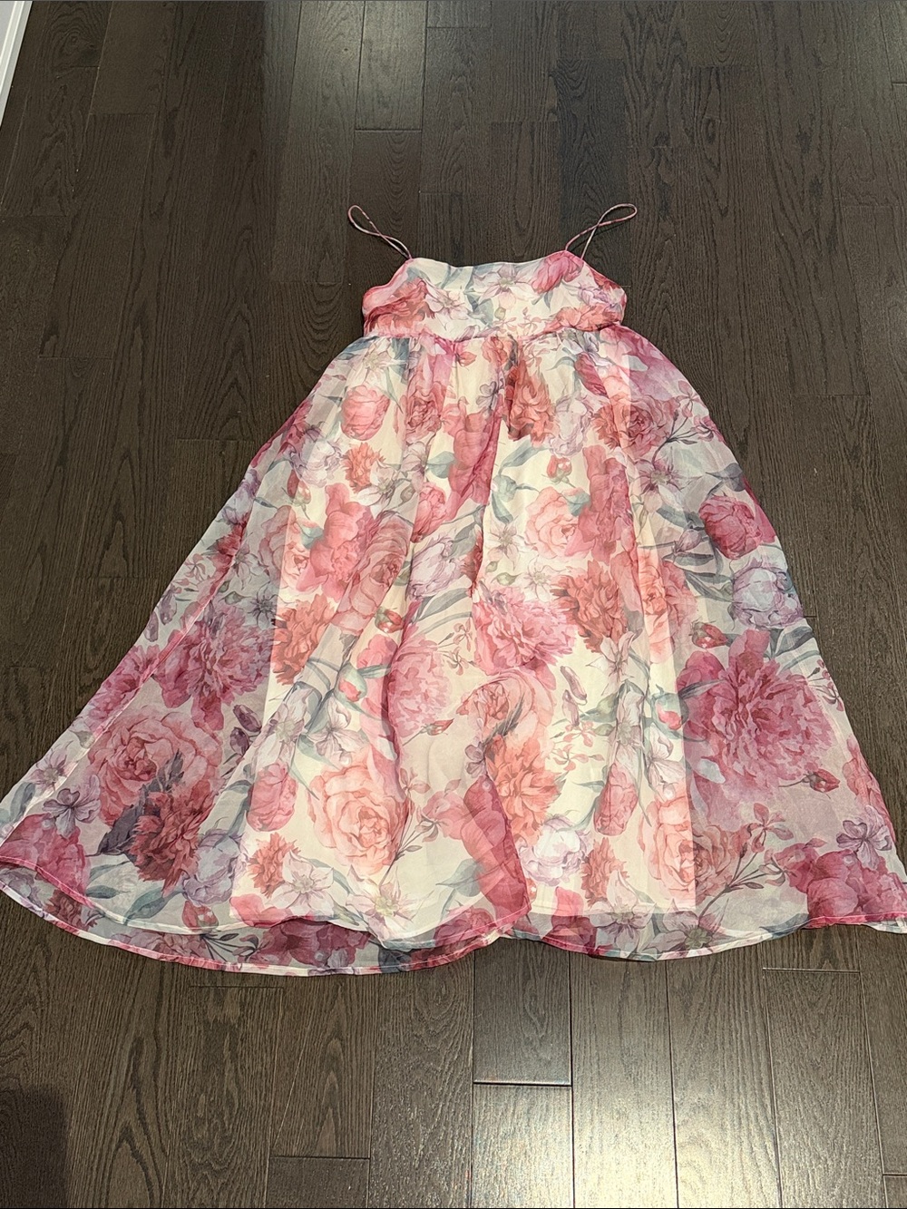 Storia pink floral midi length baby doll dress Small